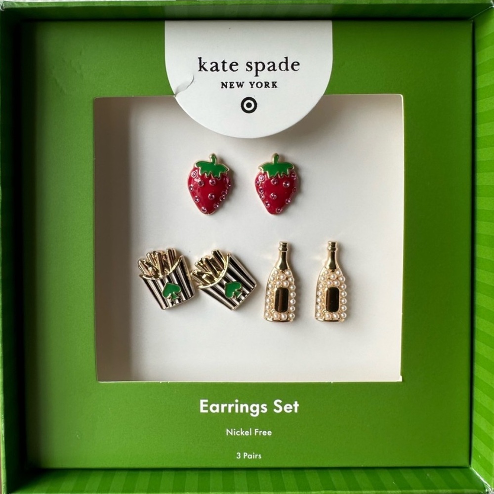 NWT -Kate Spade x Target Earrings
3 pair Strawberries, French Fries & Champagne - Picture 7 of 8